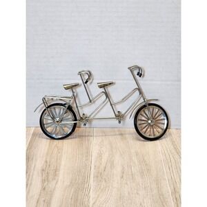 Vintage Miniature Doll / Display Tandem Bicycle Metal Toy Bike 8Inches chrome